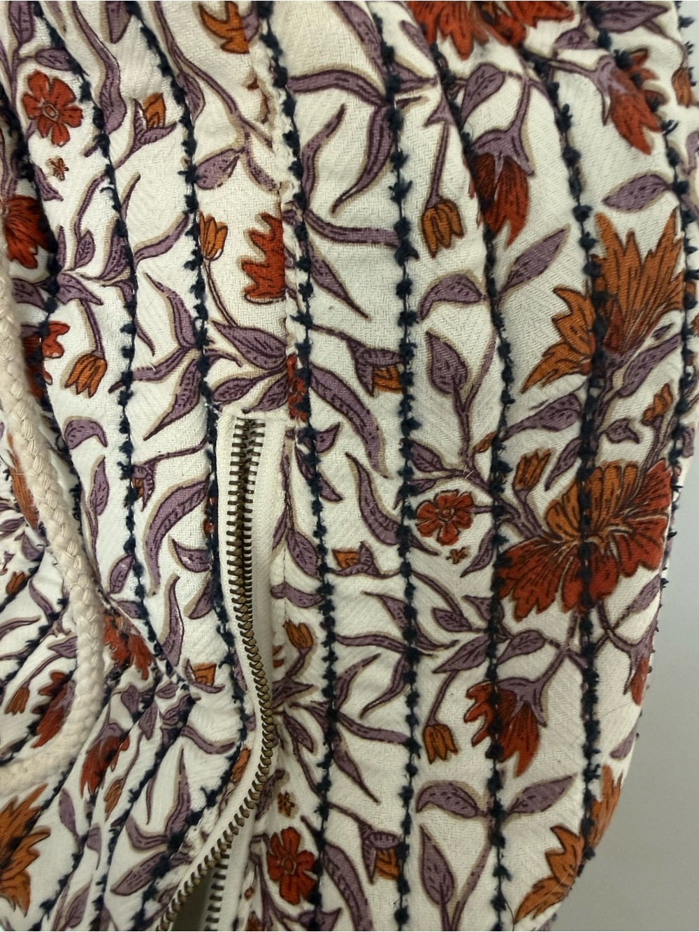 Universal Thread Cream Floral Canvas Drawstring Backpack - Picture 3 of 11